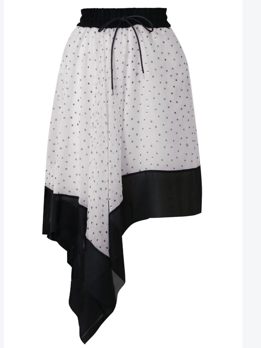 Black & Cream Polka Dot Asymmetric Chemise Nightdress